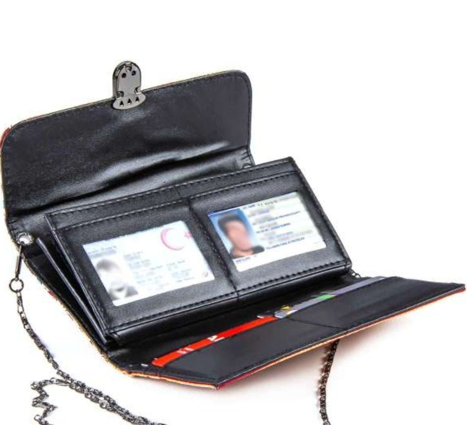 Stylish Woven Tapestry Purse/Wallet with Detachable Shoulder Chain