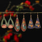 Artistic Multi-Colored Cloisonné Enamel Gold Alloy Hook Earrings