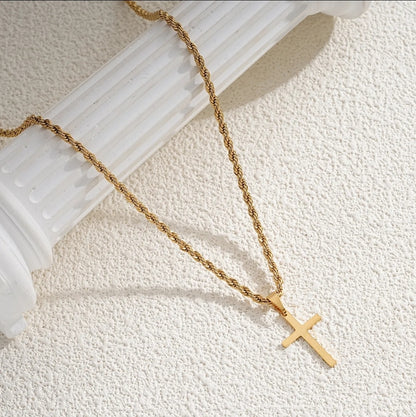 Stainless Steel Cross Pendant with 22" Rope Chain