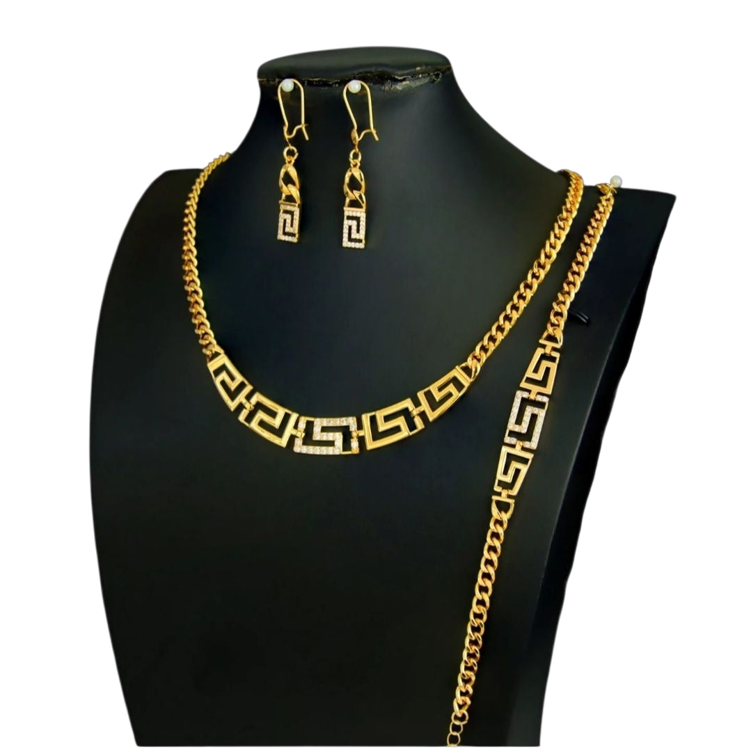 Gold Plated Greek Key Jewelry Set