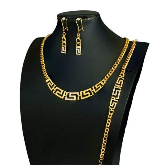 Gold Plated Greek Key Jewelry Set