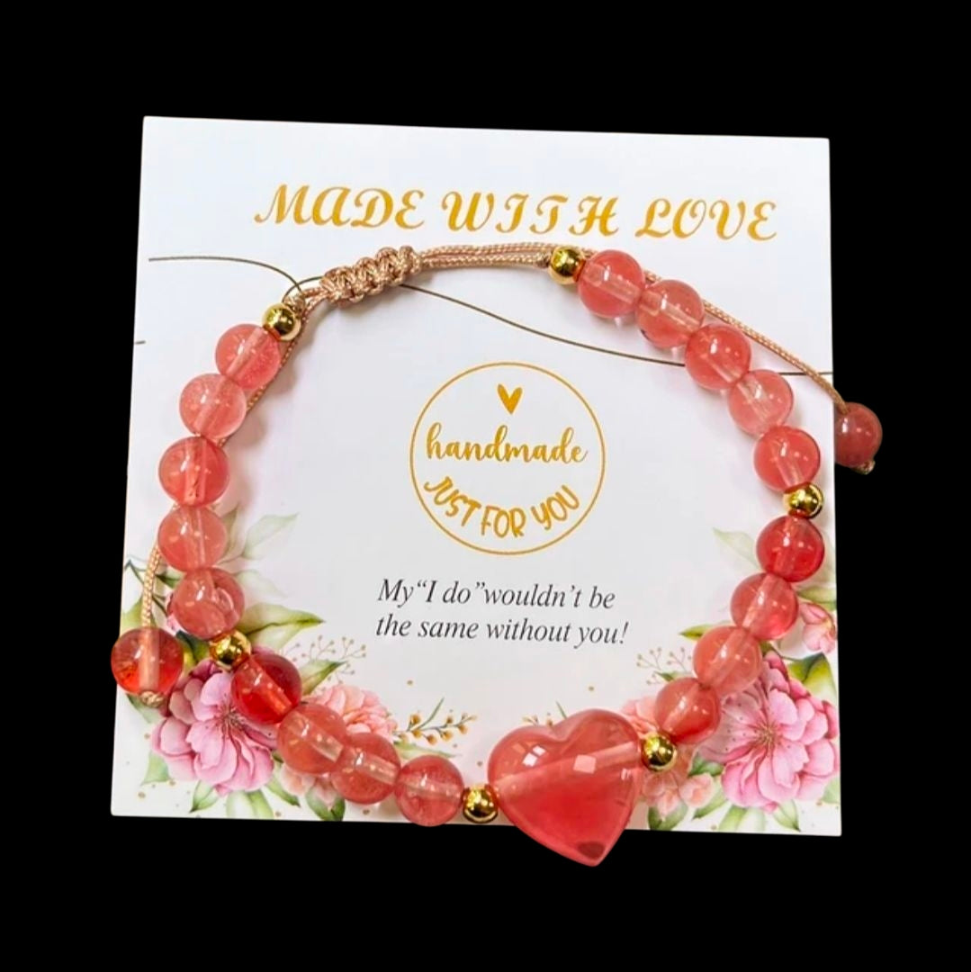 Assorted Natural Stone Heart Bracelets – Adjustable
