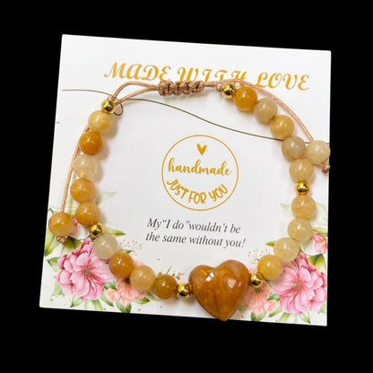Assorted Natural Stone Heart Bracelets – Adjustable