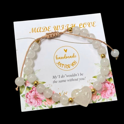 Assorted Natural Stone Heart Bracelets – Adjustable