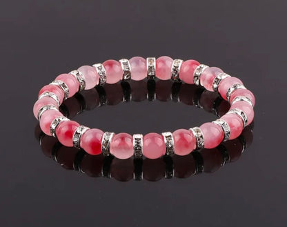 Elegant Jade Stone Bracelets with Sparkling Rhinestone Accents