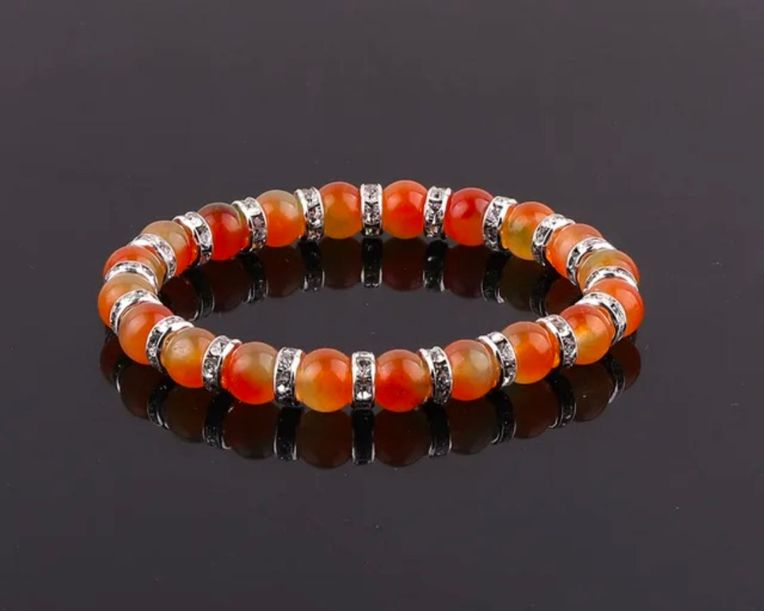 Elegant Jade Stone Bracelets with Sparkling Rhinestone Accents