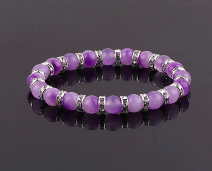 Elegant Jade Stone Bracelets with Sparkling Rhinestone Accents