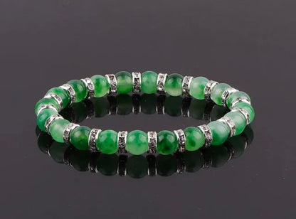 Elegant Jade Stone Bracelets with Sparkling Rhinestone Accents