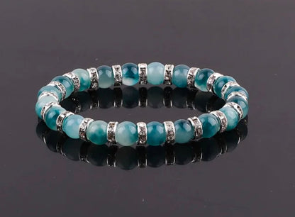 Elegant Jade Stone Bracelets with Sparkling Rhinestone Accents