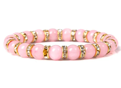Elegant Jade Stone Bracelets with Sparkling Rhinestone Accents