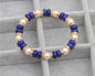 Vibrant Blue & White Natural Stone Elastic Bracelet