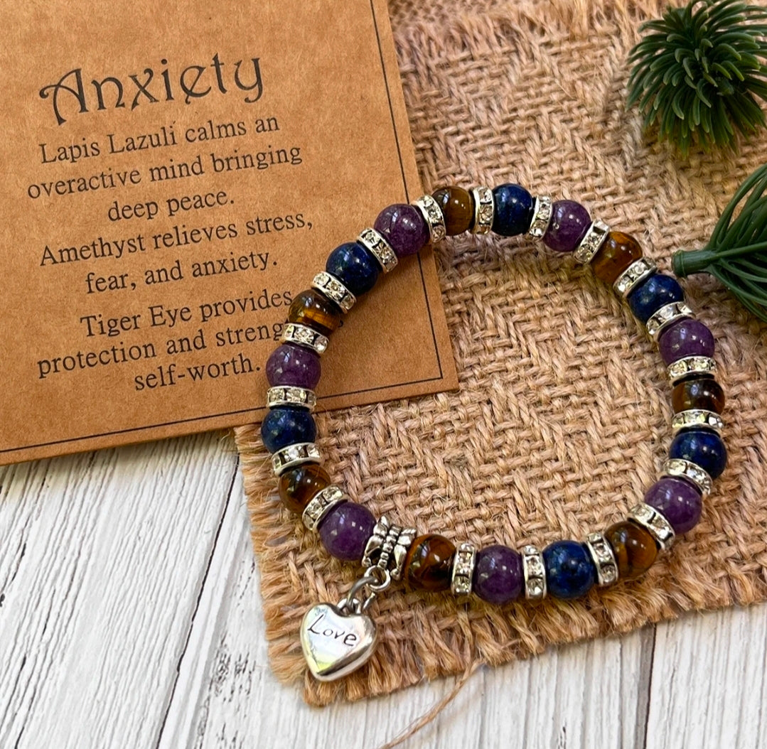 Reiki-Infused Calming Bracelet with Heart Pendant