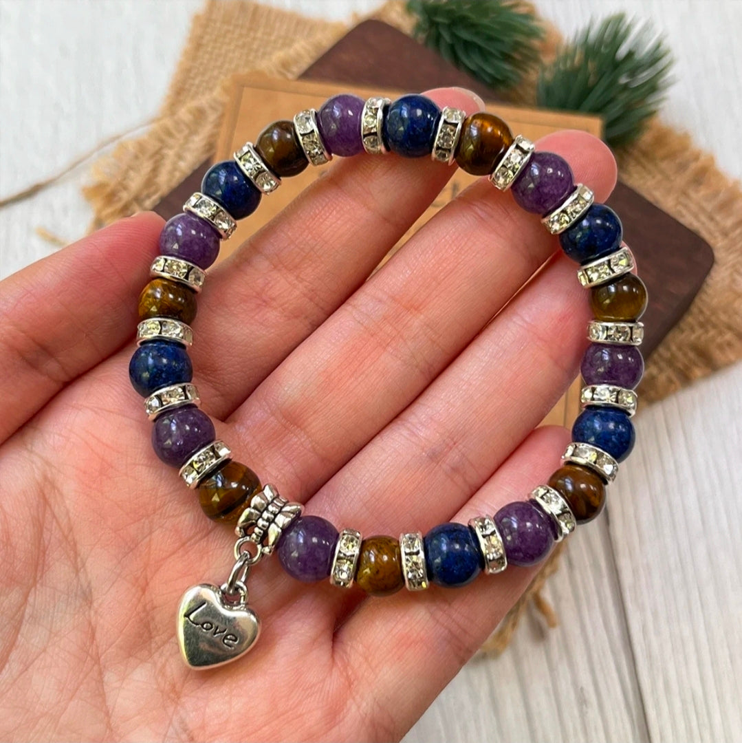 Reiki-Infused Calming Bracelet with Heart Pendant