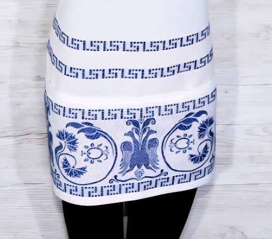 Woven Greek Apron with Bib & Pockets – Byzantine Eagle Design