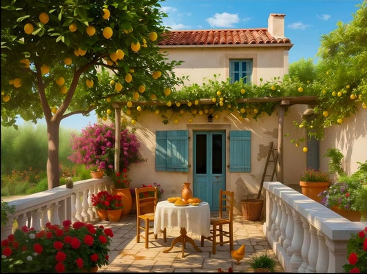 Mediterranean Cottage Patio Puzzle – 1000 Pieces