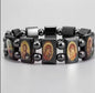 Black Hematite Bracelet with Orthodox Saints – Elastic Fit