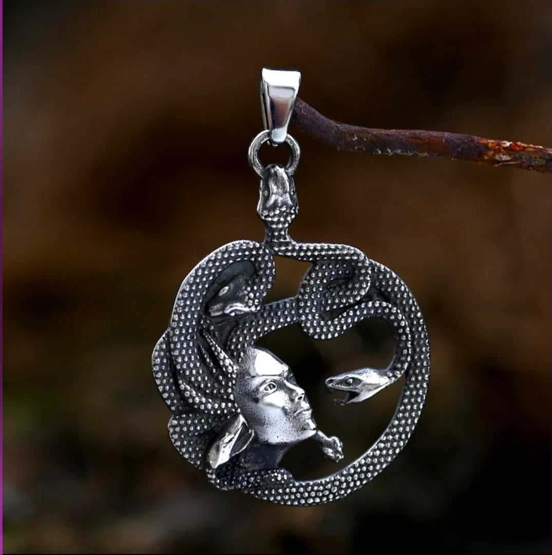 Medusa & Serpent Stainless Steel Necklace