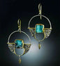 Boho Silver Hoop Earrings with Gold Accents