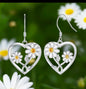 Double Daisy Silver-Plated Earrings with Heart Cutout