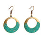 Vintage Bronze Bohemian Earrings with Turquoise Patina