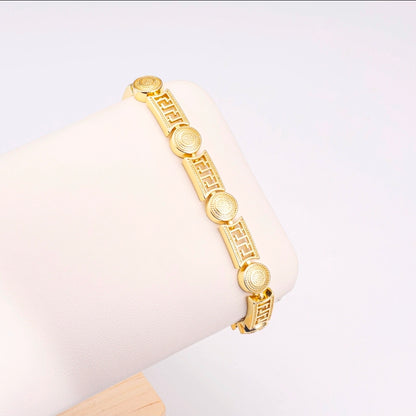14K Gold-Plated Greek Key Link Bracelet