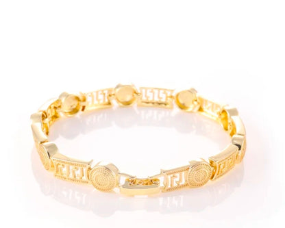 14K Gold-Plated Greek Key Link Bracelet