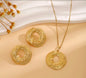 Textured Gold-Plated Stainless-Steel Necklace & Earring Set