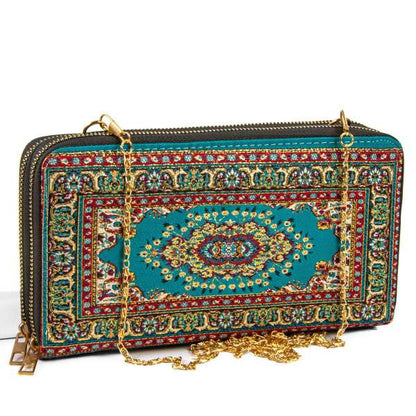 Chic Woven Fabric Purse/Wallet with Traditional Embroidery