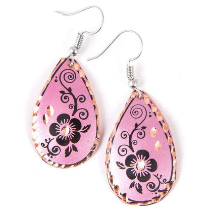 Hand-Textured Copper Earrings – Painted in Assorted Colors