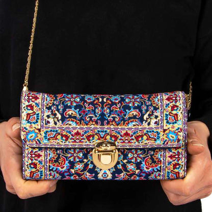 Stylish Woven Tapestry Purse/Wallet with Detachable Shoulder Chain