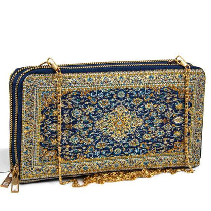 Chic Woven Fabric Purse/Wallet with Traditional Embroidery