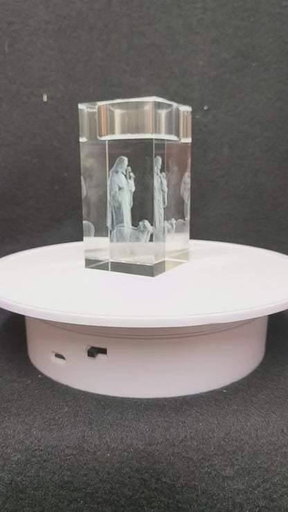 3D Laser-Etched Crystal Votive Candle Holder – Jesus the Good Shepherd