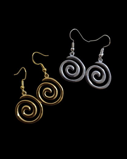 Spiral Pendant Earrings – Stainless Steel or Gold Plated