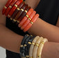 Chunky Bamboo-Style Stackable Bangle Bracelets with Colorful Tubular Beads