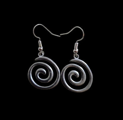 Spiral Pendant Earrings – Stainless Steel or Gold Plated