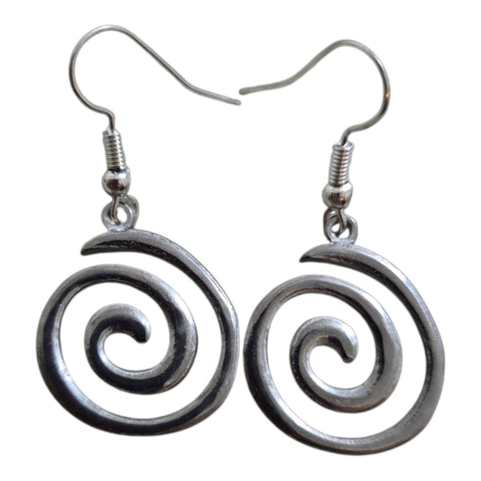 Spiral Pendant Earrings – Stainless Steel or Gold Plated