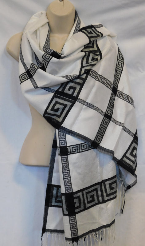 Greek Key Cashmere Feel Scarf